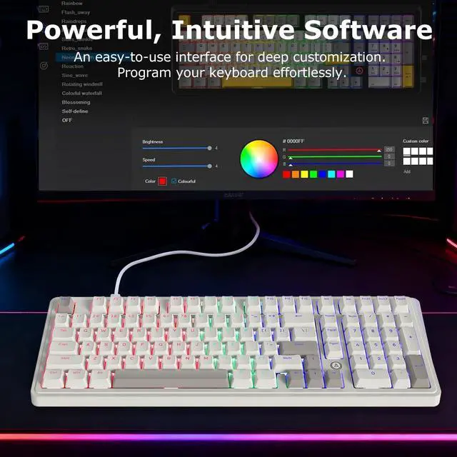 Alt view image 6 of 6 - FIRSTBLOOD ONLY GAME. AK980 Retro Mechanical Keyboard - 101-Key Hot-Swappable Gasket Mount Wired Keyboard with Pre-Lubed Red Switches, Anti-Ghosting, for Office & Quiet Typing (Grey-White)