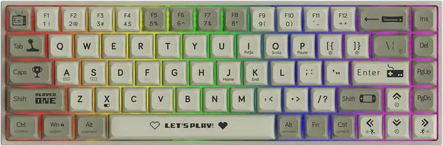 Main image of AK680 Wired Compact Mechanical Keyboard, 68 Keys Grey-White Layout, Hot-Swappable Tactile Brown Switch Gaming Keyboard with Multicolor Backlight, Eva Foam Dampening, for Gaming & Typing