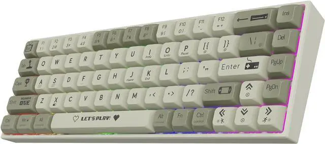 Alt view image 2 of 5 - AK680 Wired Compact Mechanical Keyboard, 68 Keys Grey-White Layout, Hot-Swappable Tactile Brown Switch Gaming Keyboard with Multicolor Backlight, Eva Foam Dampening, for Gaming & Typing