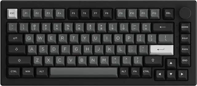 Main image of Akko 5075B Plus Mechanical Keyboard 75% Percent RGB Hot-swappable Creamy Keyboard with Knob, Black & Silver Theme with PBT Double Shot ASA Profile Keycaps V3 Creamy Blue Pro Switch