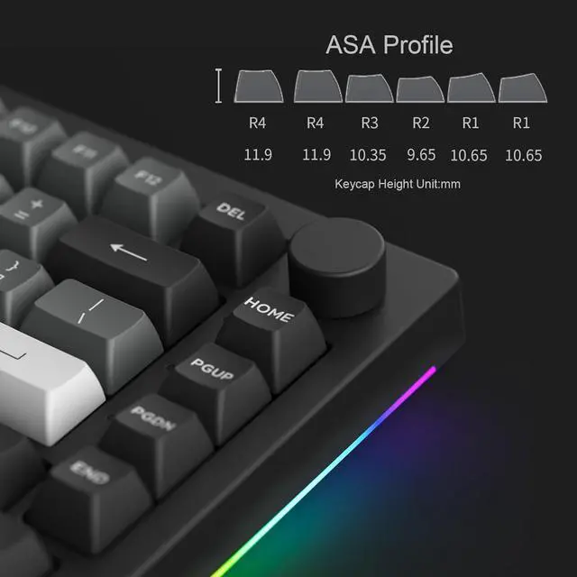 Alt view image 4 of 7 - Akko 5075B Plus Mechanical Keyboard 75% Percent RGB Hot-swappable Creamy Keyboard with Knob, Black & Silver Theme with PBT Double Shot ASA Profile Keycaps V3 Creamy Blue Pro Switch