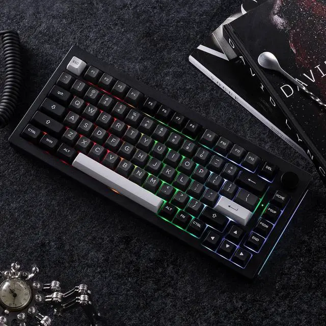 Alt view image 6 of 7 - Akko 5075B Plus Mechanical Keyboard 75% Percent RGB Hot-swappable Creamy Keyboard with Knob, Black & Silver Theme with PBT Double Shot ASA Profile Keycaps V3 Creamy Blue Pro Switch