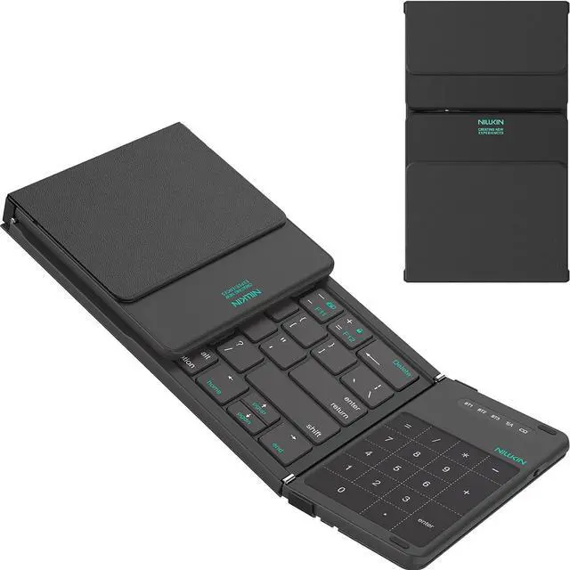 Main image of Nillkin Pocket Foldable Keyboard with Touchpad & Wireless Bluetooth, Portable Travel Keyboard for Home or Mobile Office Replaces Keypads and Mouse Combo, Compatible with iPad, Laptop, Tablet - Black