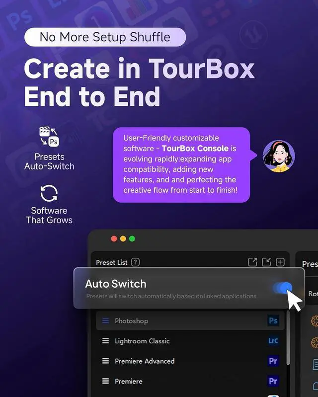Alt view image 4 of 7 - TOUR BOX Lite Bluetooth - Compact Editing Keyboard, Artists Drawing Keypad, Works with Clip Studio Paint & More, Creative Console with Custom Software, Streamline All Workflow - Wireless (Unit Only)