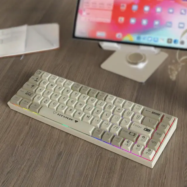 Alt view image 5 of 5 - AK680 Wired Compact Mechanical Keyboard, 68 Keys Grey-White Layout, Hot-Swappable Tactile Brown Switch Gaming Keyboard with Multicolor Backlight, Eva Foam Dampening, for Gaming & Typing