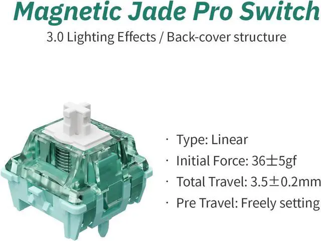 Alt view image 4 of 7 - GATERON Magnetic Jade Pro Keyboard Switches, Linear Factory Pre-lubed Freely Setting Pre-Travel 20mm Longer Spring Key Switches for Magnetic Gaming Keyboard(70PCS)
