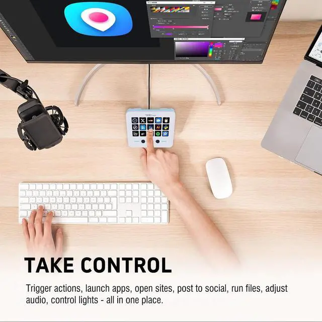 Alt view image 5 of 7 - Macro Keypad, Stream Controller Deck Gaming Streaming Shortcut Keyboard, 18 Programmable Keys Customizable Visual AI Pad USB Soundboard for OBS, YouTube, Desk Office Setup, Laptop, PC, Mac