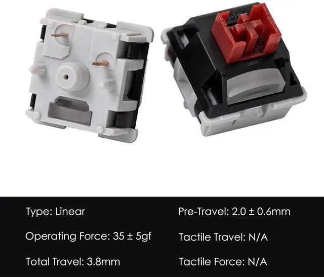 Alt view image 2 of 7 - Akko Dracula Linear Keyboard Switch with Diffuser for Backlit Mechanical Gaming Keyboard, 5-Pin 35gf Pre-Lubed Switches with Standard MX Structure (45pcs)