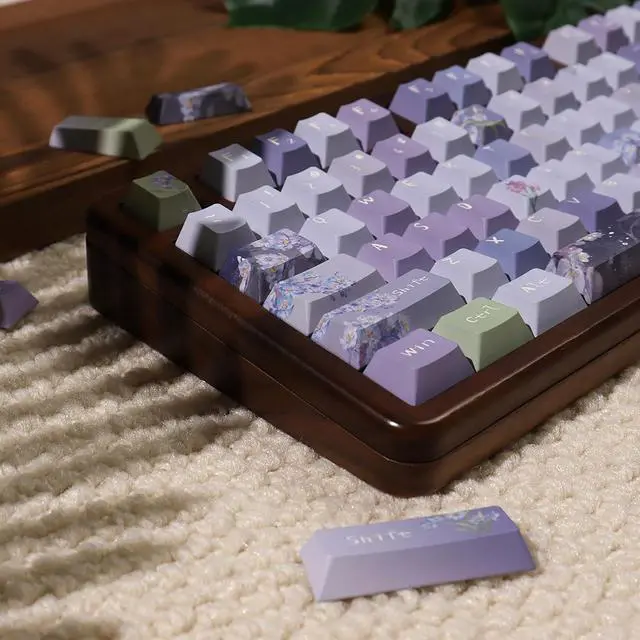 Main image of 152 Keys Dye Sub PBT Custom Keycaps Cherry Profile Purple Blossom Keycaps Set Fit for Mechanical Keyboards Alice Keyboard Cherry Mx Switches