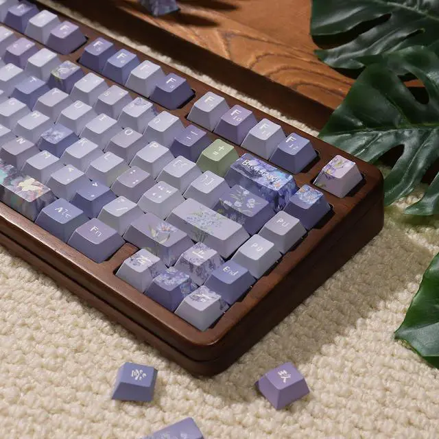 Alt view image 3 of 7 - 152 Keys Dye Sub PBT Custom Keycaps Cherry Profile Purple Blossom Keycaps Set Fit for Mechanical Keyboards Alice Keyboard Cherry Mx Switches