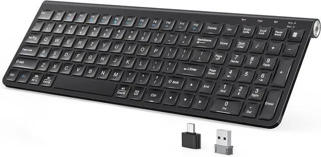 Main image of JOYACCESS Wireless Keyboard, 2.4G Ergonomic and Slim Wireless Keyboard with USB & Type C, Full Size and Portable Design for Computer/Laptop/Windows/Mac-Black