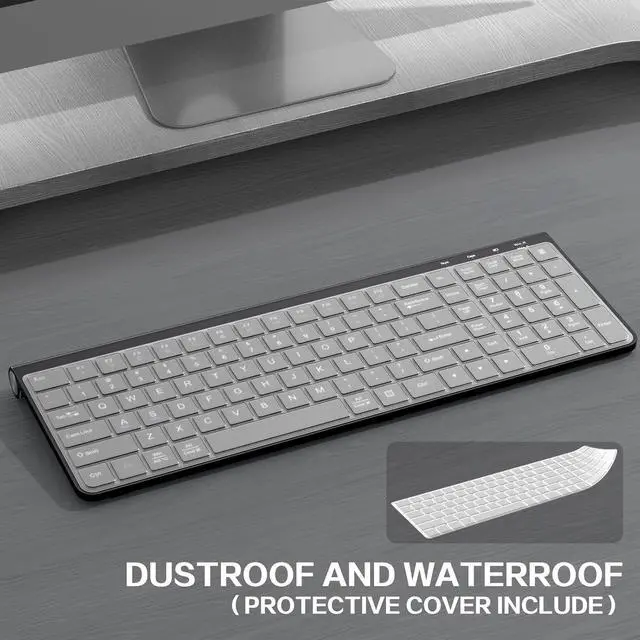 Alt view image 4 of 7 - JOYACCESS Wireless Keyboard, 2.4G Ergonomic and Slim Wireless Keyboard with USB & Type C, Full Size and Portable Design for Computer/Laptop/Windows/Mac-Black