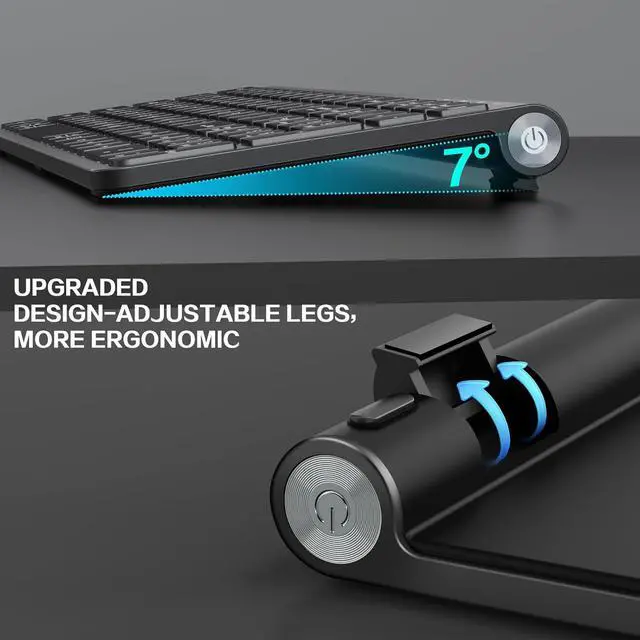 Alt view image 7 of 7 - JOYACCESS Wireless Keyboard, 2.4G Ergonomic and Slim Wireless Keyboard with USB & Type C, Full Size and Portable Design for Computer/Laptop/Windows/Mac-Black