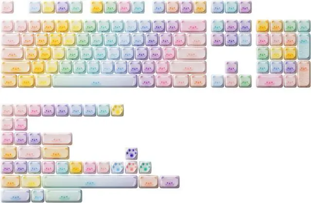 Alt view image 7 of 7 - Akko PBT Keycaps Set, Colorful Cats Keycap Mao Profile 142-Key Keycaps for Mechanical Keyboards