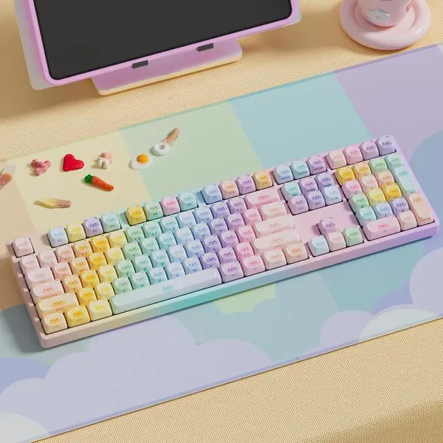 Alt view image 6 of 7 - Akko PBT Keycaps Set, Colorful Cats Keycap Mao Profile 142-Key Keycaps for Mechanical Keyboards