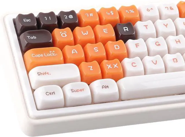Main image of Ceramic Jade Calico Cat Keycaps, 148 Keys Translucent Orange Jelly Cute Keycaps Mao Profile Creamy Custom Keycap for Cherry Gateron MX Swithes Mechanical Keyboards