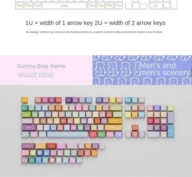 Alt view image 5 of 5 - PBT Material XDA Candy keycap Set 5-Side Dye Sublimation Universal Mechanical Keyboard keycaps Compatible with Cherry MX switches,Gateron,Kailh TTC JWK and Clones-Gummy Bear