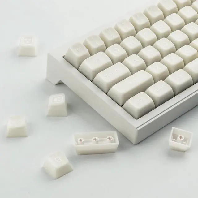 Alt view image 2 of 7 - Tsungup PBT Keycaps - White Jade Keycaps 142 Keys Crystal Jelly Translucent Custom Key caps SA Profile Shine Through Keycap Set Keyboard Key caps for Cherry MX Switches Mechanical Keyboards
