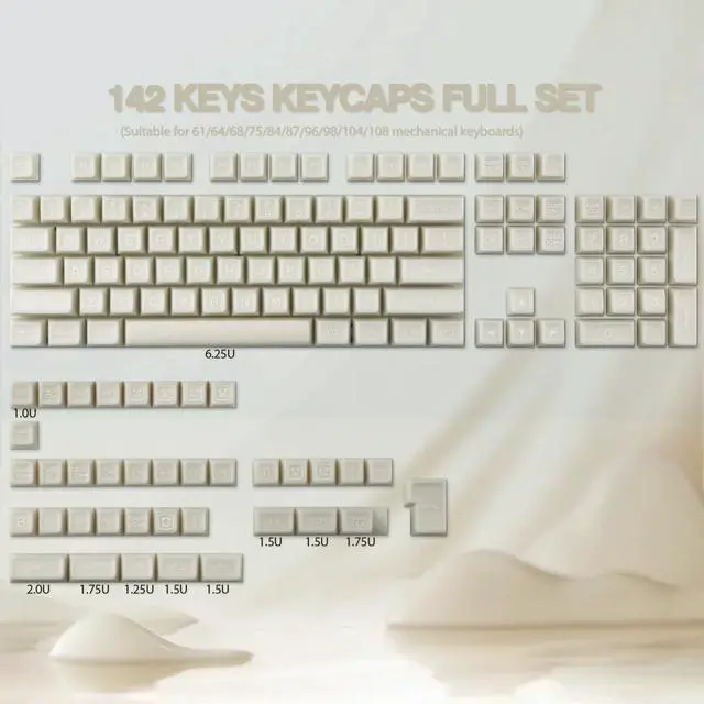 Alt view image 6 of 7 - Tsungup PBT Keycaps - White Jade Keycaps 142 Keys Crystal Jelly Translucent Custom Key caps SA Profile Shine Through Keycap Set Keyboard Key caps for Cherry MX Switches Mechanical Keyboards