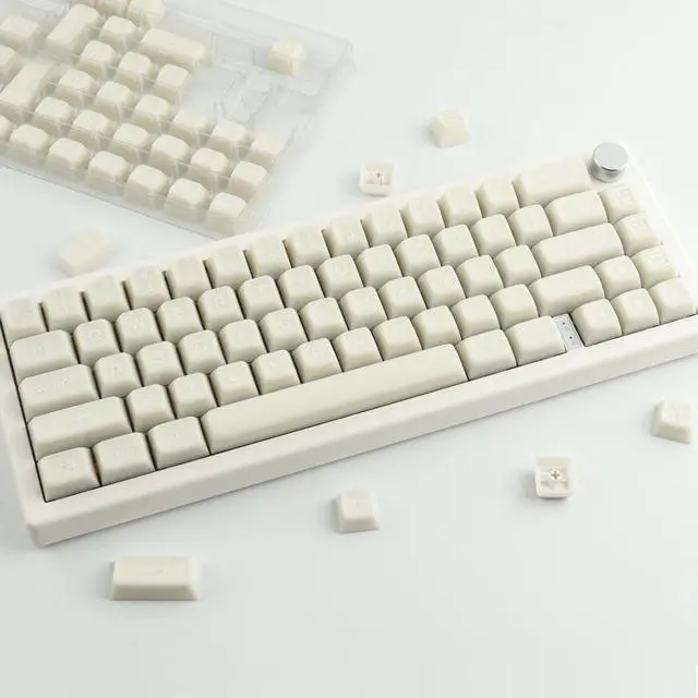 Alt view image 5 of 7 - Tsungup PBT Keycaps - White Jade Keycaps 142 Keys Crystal Jelly Translucent Custom Key caps SA Profile Shine Through Keycap Set Keyboard Key caps for Cherry MX Switches Mechanical Keyboards