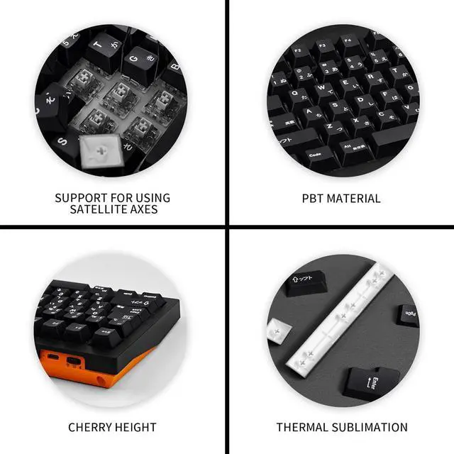 Alt view image 3 of 7 - Black Japanese Keycaps 129 Keys, Minimalist Style Cherry Profile Key Caps, PBT Dye Sublimation Customized Keycaps Set Compatible with Cherry MX Switches Mechanical Keyboards