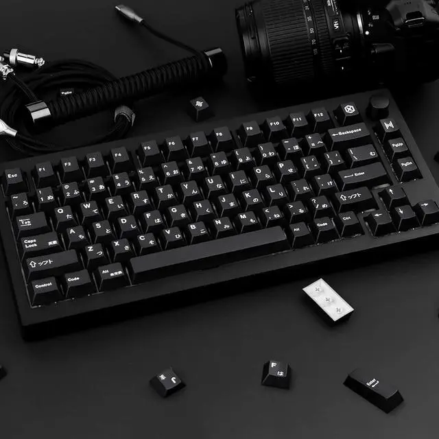 Alt view image 7 of 7 - Black Japanese Keycaps 129 Keys, Minimalist Style Cherry Profile Key Caps, PBT Dye Sublimation Customized Keycaps Set Compatible with Cherry MX Switches Mechanical Keyboards