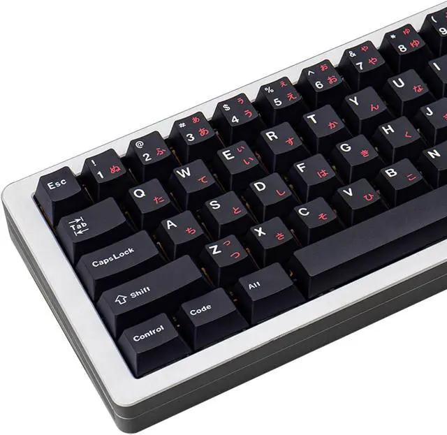 Main image of Black and Red Japanese Keycaps 129 Keys, Minimalist Style Cherry Profile Key Caps, PBT Dye Sublimation Customized Keycaps Set Compatible with Cherry MX Switches Mechanical Keyboards