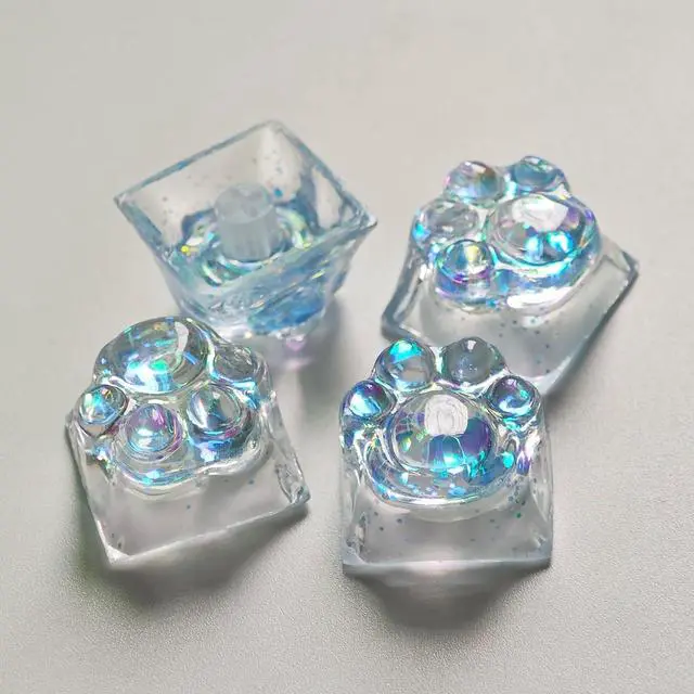 Alt view image 5 of 7 - Cat Claw Keycap Cute Drip Glue Backlight Keycaps DIY ESC Arrow Key Keycap Replacement for Cherry MX Gaming Mechanical Keyboard (4Keys Blue)