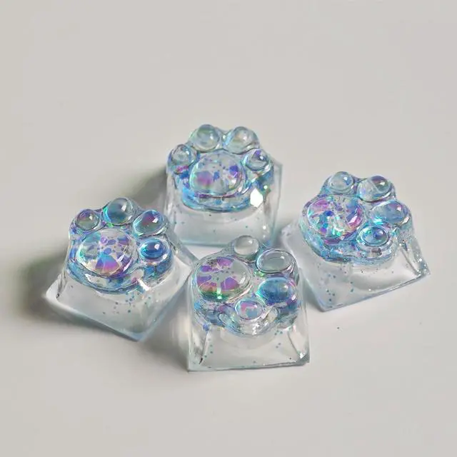 Alt view image 7 of 7 - Cat Claw Keycap Cute Drip Glue Backlight Keycaps DIY ESC Arrow Key Keycap Replacement for Cherry MX Gaming Mechanical Keyboard (4Keys Blue)