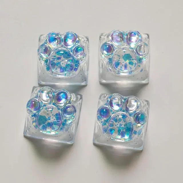 Alt view image 2 of 7 - Cat Claw Keycap Cute Drip Glue Backlight Keycaps DIY ESC Arrow Key Keycap Replacement for Cherry MX Gaming Mechanical Keyboard (4Keys Blue)