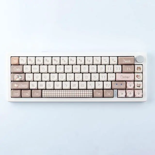 Alt view image 4 of 6 - Hyekit PBT Keycaps for Mechanical Keyboard - 144 Keys Cute Cat Keycaps, Dye-Sublimation Cute Keycaps Mao Profile Custom Keycaps for Cherry Gateron MX Switches, for Mac Windows PC Keyboard