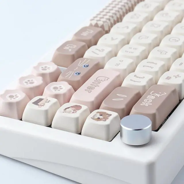 Alt view image 5 of 6 - Hyekit PBT Keycaps for Mechanical Keyboard - 144 Keys Cute Cat Keycaps, Dye-Sublimation Cute Keycaps Mao Profile Custom Keycaps for Cherry Gateron MX Switches, for Mac Windows PC Keyboard