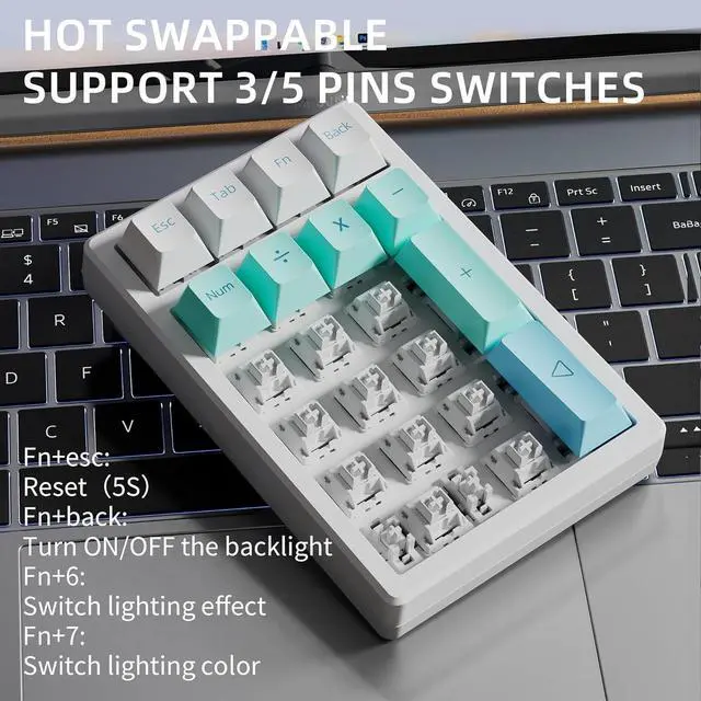 Alt view image 2 of 7 - KEYCOOL K21 Mechanical Number Keypad Wireless Numeric Keyboard, Hot-swappable Bluetooth Numpad 5.0/2.4GHz, RGB Numerical Programmable Keyboard for Laptop Mac Win iOS Android