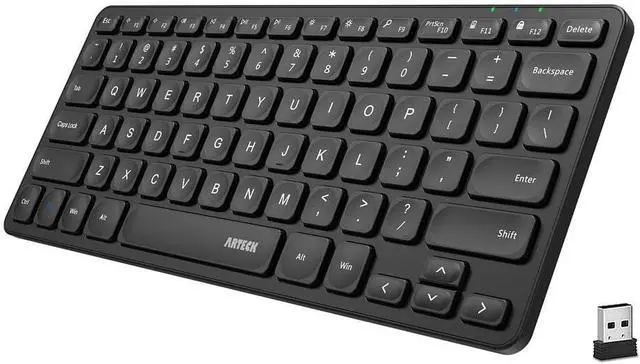 Main image of Arteck 2.4G Wireless Keyboard Ultra Slim and Compact Wireless Keyboard with Media Hotkeys for Computer/Desktop/PC/Laptop/Surface/Smart TV and Windows 10/8/ 7 Built-in Rechargeable Battery