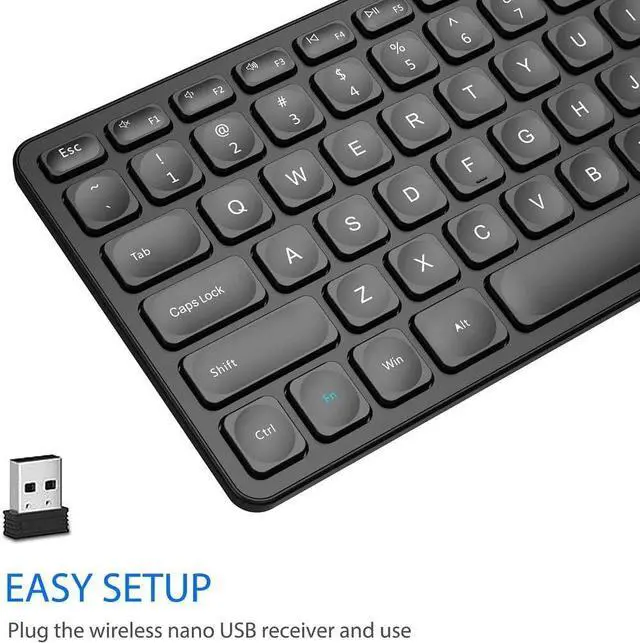 Alt view image 2 of 7 - Arteck 2.4G Wireless Keyboard Ultra Slim and Compact Wireless Keyboard with Media Hotkeys for Computer/Desktop/PC/Laptop/Surface/Smart TV and Windows 10/8/ 7 Built-in Rechargeable Battery