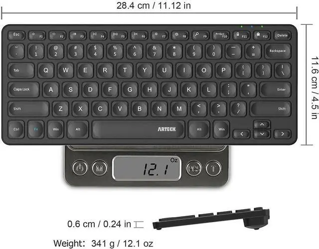 Alt view image 6 of 7 - Arteck 2.4G Wireless Keyboard Ultra Slim and Compact Wireless Keyboard with Media Hotkeys for Computer/Desktop/PC/Laptop/Surface/Smart TV and Windows 10/8/ 7 Built-in Rechargeable Battery
