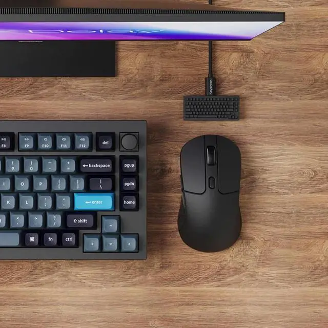 Alt view image 2 of 5 - Keychron M3 Wireless Gaming Optical Mouse, Tri-Mode 2.4 GHz/Bluetooth 5.1/Wired, PixArt PAW 3395 Sensor, 4000Hz Polling Rate, 79g Lightweight Programmable Macro Button for Windows PC/Mac - Black