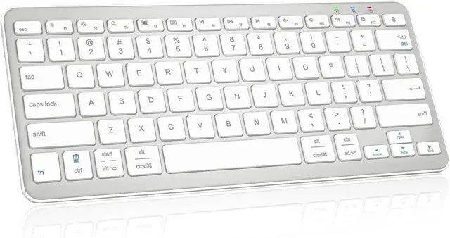 Main image of Bluetooth Keyboard, Ultra-Slim Wireless Keyboard for iPad, Rechargeable Ergonomic Computer Keyboard for iOS, Android, Windows PC Tablets Phone, White Silver