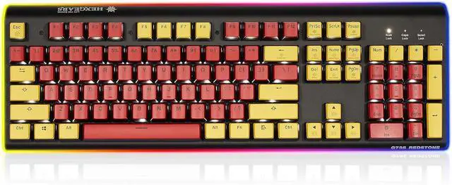 Main image of Hexgears GK735 Wired Mechanical Gaming Keyboard, Hot-Swappable Full-Size Keyboard with White Backlit + Surround Side Light Strip, Aluminum Finish, Kailh Clicky Switches (Red-Yellow)