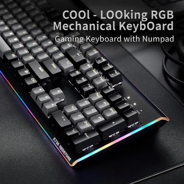 Alt view image 3 of 7 - Hexgears GK735 Full-Size Mechanical Gaming Keyboard, Surround Side Light Strip+Backlit Keyboard with Linear Switch, Anti-Ghosting, Double-Shot PBT Keycaps, Compatible with Windows, macOS (Gray-Black)