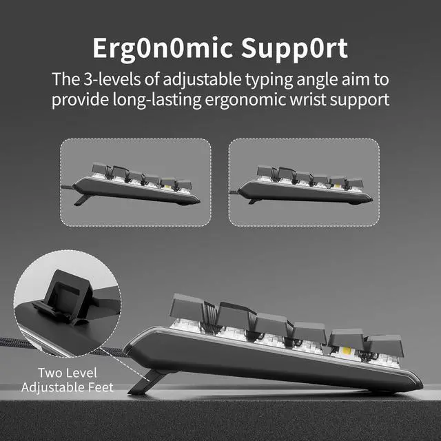 Alt view image 4 of 7 - Hexgears GK735 Full-Size Mechanical Gaming Keyboard, Surround Side Light Strip+Backlit Keyboard with Linear Switch, Anti-Ghosting, Double-Shot PBT Keycaps, Compatible with Windows, macOS (Gray-Black)