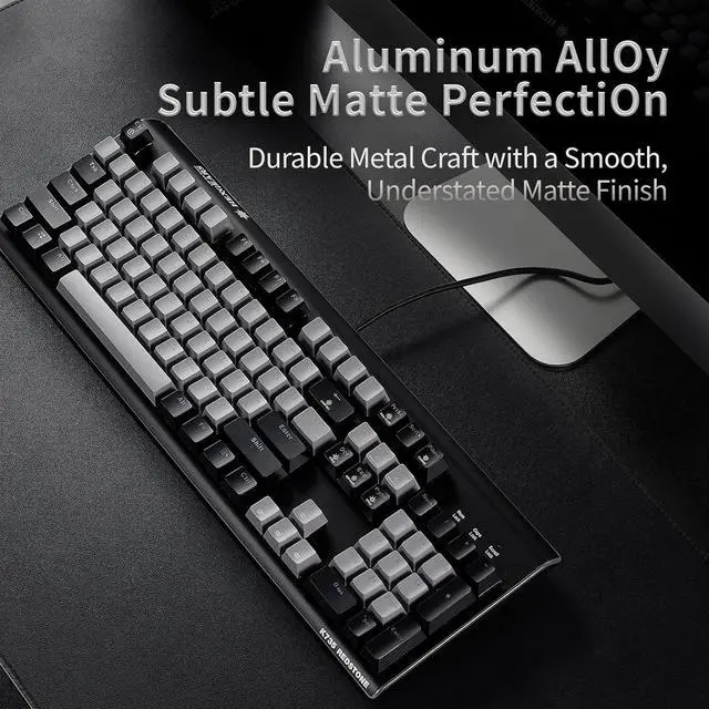 Alt view image 6 of 7 - Hexgears GK735 Full-Size Mechanical Gaming Keyboard, Surround Side Light Strip+Backlit Keyboard with Linear Switch, Anti-Ghosting, Double-Shot PBT Keycaps, Compatible with Windows, macOS (Gray-Black)