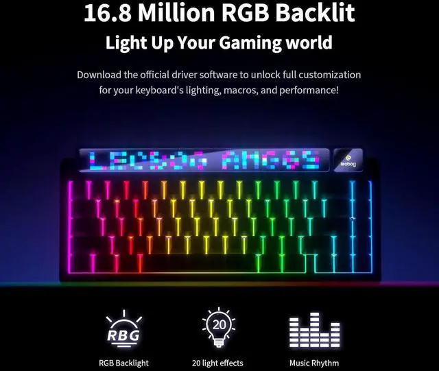 Alt view image 6 of 7 - x Aula AMG65 Mechanical Gaming Keyboard with Dual Screen, 65% Wireless Small Custom Keyboard RGB, Bluetooth/2.4G/Wired, Rapid Trigger, Hot Swappable for Windows Laptop PC Mac - Purple