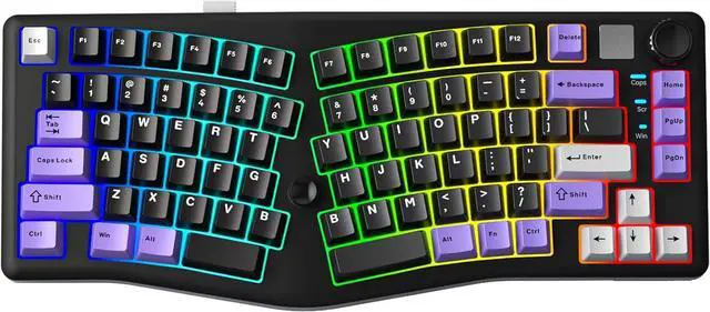Main image of LEOBOG A75 Alice Keyboard, Tri-Mode Ergonomic Gaming Keyboard with RGB Backlit Functional Knob Joystick, 75% Layout Hot-Swap Gasket Custom Keyboards for Win Mac PC Gamer-Black