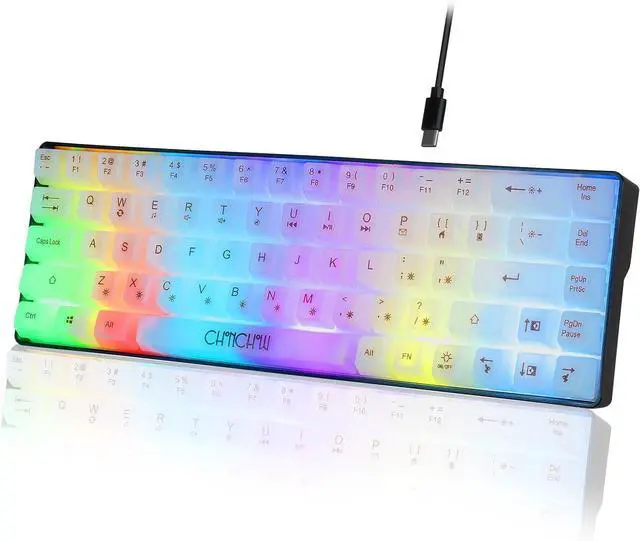 Main image of CHONCHOW Mini 60% Gaming Keyboard, Rainbow RGB Backlit 68 Keys Small Compact Keyboard, Transparent USB Wired Gaming Keyboards for Windows Laptop PC Mac Xbox PS4 PS5 Gamer