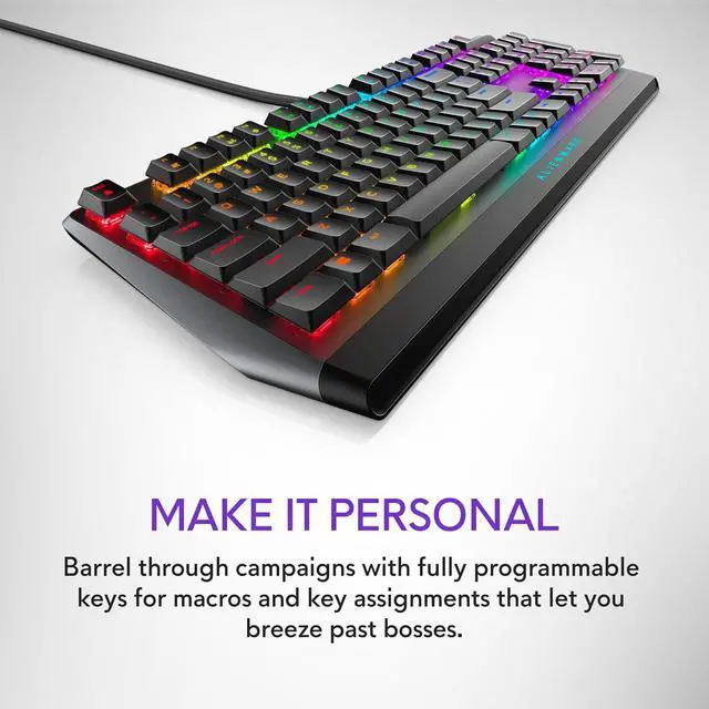 Alt view image 5 of 7 - Alienware Low-Profile RGB Gaming Keyboard AW510K, AlienFx Per Key RGB LED Color Backlighting, Media CONTROLS & USB Passthrough, Cherry MX Low Profile Red Switches