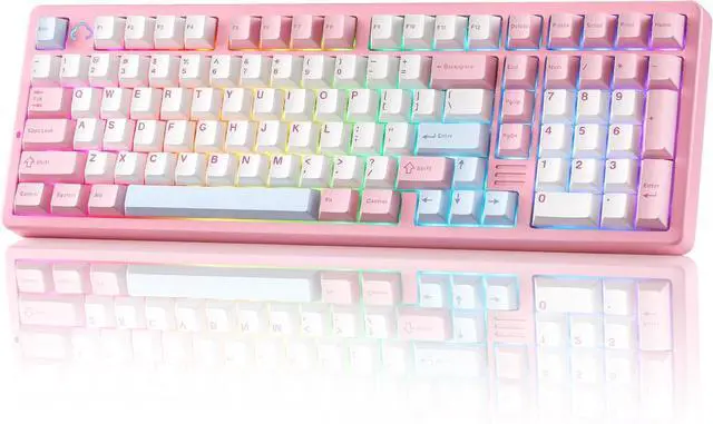 Main image of YUNZII AL98 QMK/VIA Wireless Mechanical Gaming Keyboard,Full Aluminum,BT/2.4G/USB-C, Pre-Lubed Hot Swappable Gasket Mount 1800 Layout,RGB Backlit for Win/Mac (Pink, Cocoa Cream V2 Switch)