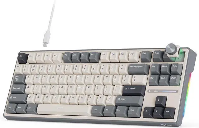 Main image of RK ROYAL KLUDGE R87 Pro Wired Mechanical Keyboard with Hot Swappable Knob 75% RGB Backlit Gaming Keyboard 88 Keys TKL Gasket Mounted with QMK/VIA and Linear Creamy Switch