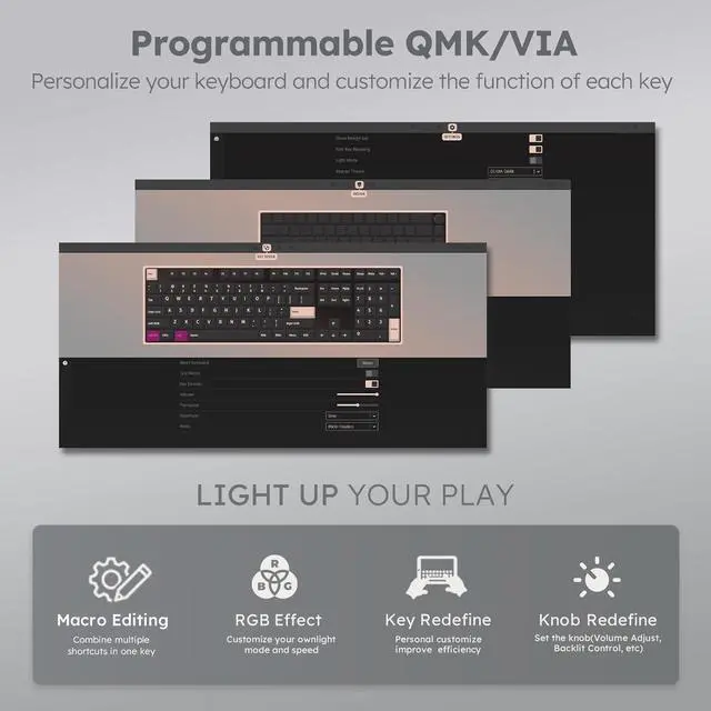 Alt view image 3 of 7 - RK ROYAL KLUDGE R87 Pro Wired Mechanical Keyboard with Hot Swappable Knob 75% RGB Backlit Gaming Keyboard 88 Keys TKL Gasket Mounted with QMK/VIA and Linear Creamy Switch