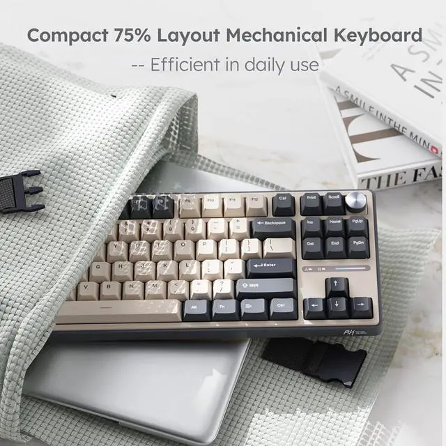 Alt view image 4 of 7 - RK ROYAL KLUDGE R87 Pro Wired Mechanical Keyboard with Hot Swappable Knob 75% RGB Backlit Gaming Keyboard 88 Keys TKL Gasket Mounted with QMK/VIA and Linear Creamy Switch